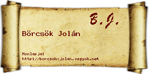 Börcsök Jolán névjegykártya